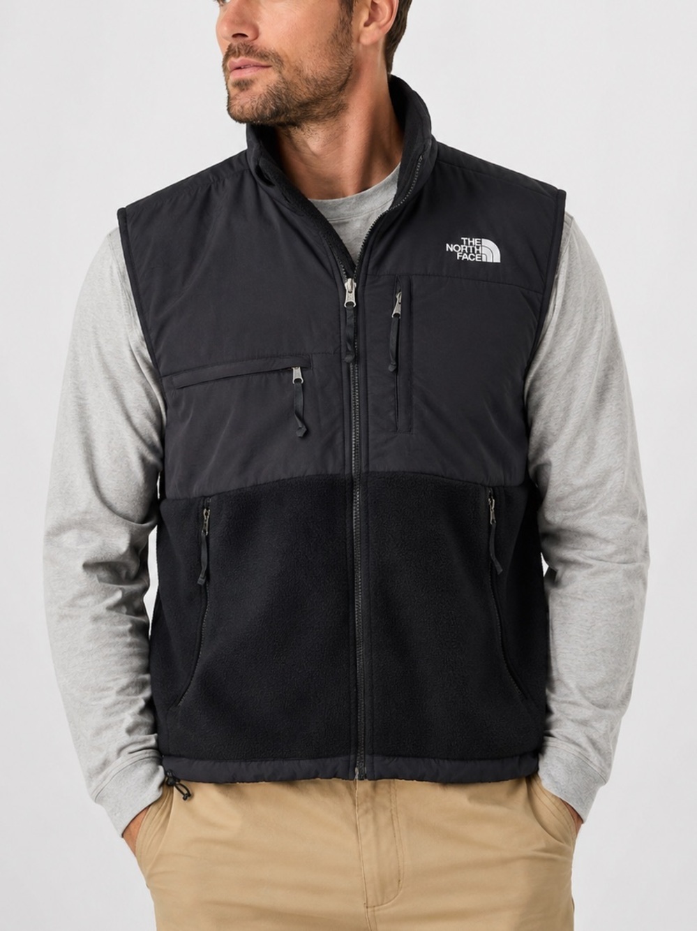 The North Face Men’s Black Fleece Nylon Utility Vest Full Zip Size Large